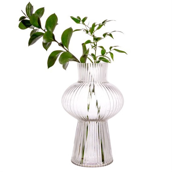 Shapely Fluted Glass Vase Clear 35cm Flower Vases
